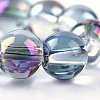 Half Plated Transparent Glass Beads Strands EGLA-Q062-8mm-B05-4