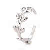 Non-Tarnish 304 Stainless Steel Leaf Wrap Open Cuff Ring for Women RJEW-C025-15P-1