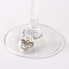 Tibetan Style Heart with Word You Are Always In My Heart Wine Glass Charms AJEW-JO00028-01-2