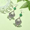 Natural Green Aventurine &  Malaysia Jade (Dyed) Heart Chandelier Earrings EJEW-JE05364-02-3