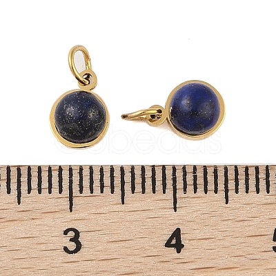 Ion Plating(IP) Natural Lapis Lazuli Half Round Charms with Jump Ring STAS-A097-05G-12-1