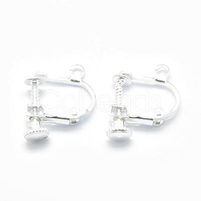 Racking Plated Brass Clip-on Earring Findings KK-P169-01S-1