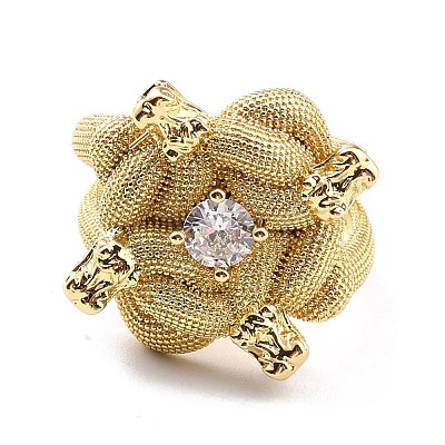 Clear Cubic Zirconia Snake Wrapped Cuff Ring for Women RJEW-C018-02G-1