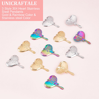 Unicraftale 12Pcs 3 Colors 304 Stainless Steel Pendants STAS-UN0039-27-1