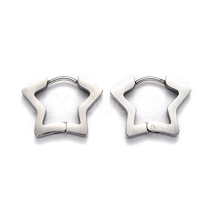 Tarnish Resistant 304 Stainless Steel Star Huggie Hoop Earrings STAS-H156-07P-1