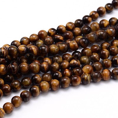 Natural Tiger Eye Beads Strands X-G-J303-11-6mm-1