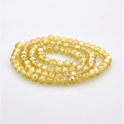 AB Color Plated Faceted Rondelle Electroplate Glass Beads Strands GLAA-A024D-AB12-1