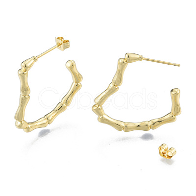 Bamboo Joint Ring Brass Stud Earring for Women EJEW-N011-102-1