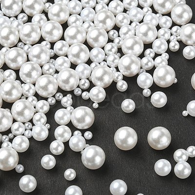 300Pcs 6 Styles No Hole ABS Plastic Imitation Pearl Round Beads MACR-YW0002-57-1