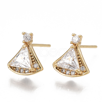 Brass Stud Earring Findings X-KK-T038-472G-1