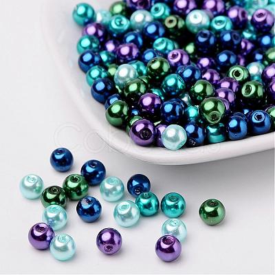 Ocean Mix Pearlized Glass Pearl Beads HY-X006-6mm-11-1