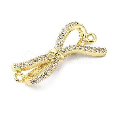 Rack Plating Brass Pave Clear Cubic Zirconia Bowknot Links KK-M282-30G-1