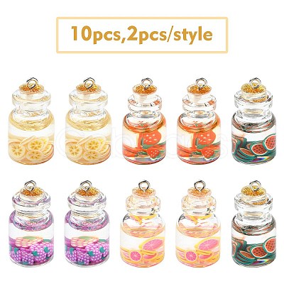 10Pcs 5 Styles Imitation Food Resin Pendants RESI-YW0001-65-1