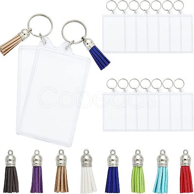 CHGCRAFT 16Pcs Rectangle Acrylic Photo Frame Keychain KEYC-CA0001-34-1