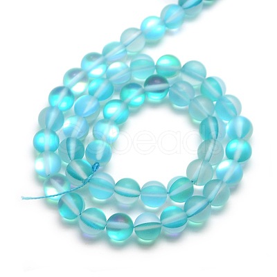 Synthetic Moonstone Beads Strands X-G-F142-10mm-03-1