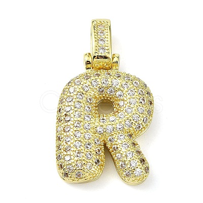 Brass Micro Pave Clear Cubic Zirconia Pendants KK-M279-01G-R-1