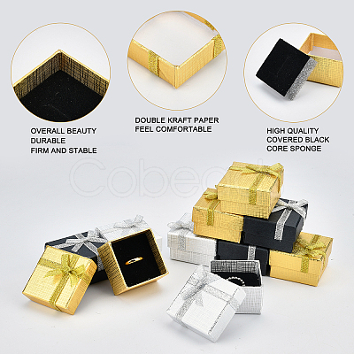 PandaHall Elite 12Pcs 3 Colors Cardboard Box Ring Boxes CBOX-PH0002-13-1