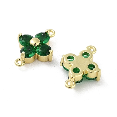 Rack Plating Brass Pave Cubic Zirconia Connector Charms KK-H474-20G-1