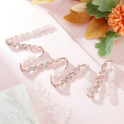 Fingerinspire 1 Yard Crystal Hotfix Rhinestone Bridal Belt Trim Chain DIY-FG0004-44B-1