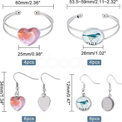 SUPERFINDINGS DIY Heart Bangle & Earring Making Finding Kit FIND-FH0003-47-1