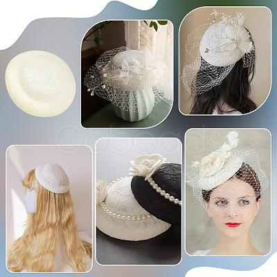 Imitation Hemp Round Fascinator Hat Base for Millinery AJEW-WH0472-45B-01-1