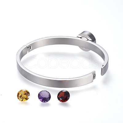 304 Stainless Steel Bangles BJEW-P254-18-1