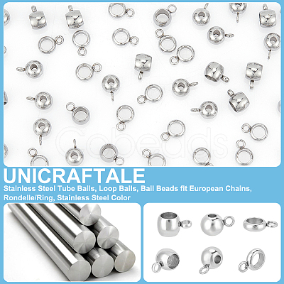 Unicraftale 90Pcs 3 Style 304 Stainless Steel Tube Bails STAS-UN0055-86-1