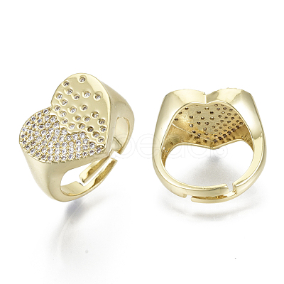 Brass Micro Pave Clear Cubic Zirconia Adjustable Rings KK-R137-007-NF-1