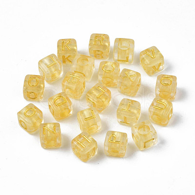 Transparent Golden Plating Acrylic Beads PACR-S219-24-1