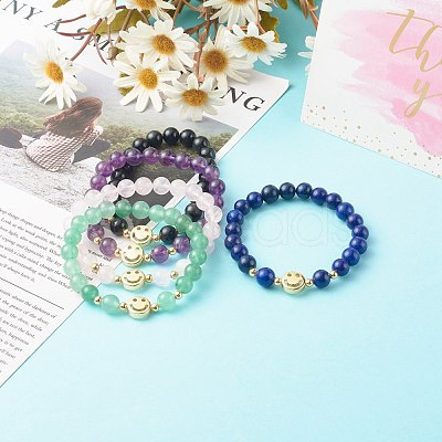 Natural Mixed Stone Stretch Bracelets BJEW-JB06568-1