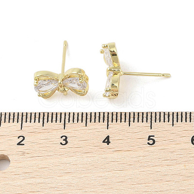 Bowknot Brass Stud Earrings Findings KK-L214-01G-1