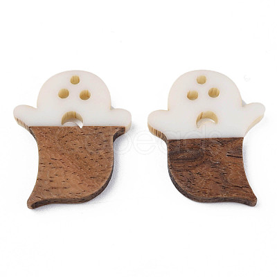 Halloween Theme Resin & Walnut Wood Pendants RESI-N025-026-B03-1