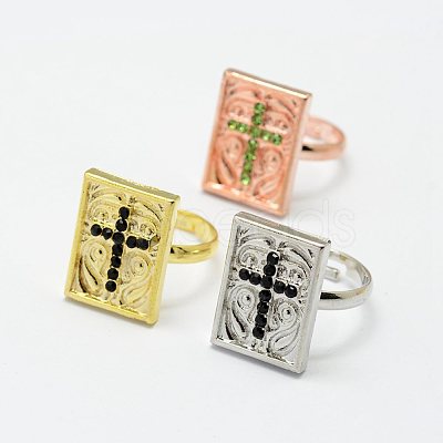 Alloy Rhinestone Finger Rings RJEW-P056-06-1