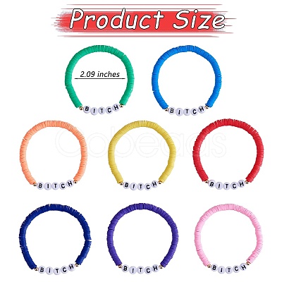 8Pcs 8 Colors Polymer Clay Heishi Surfer Stretch Bracelets Set BJEW-SW00084-1