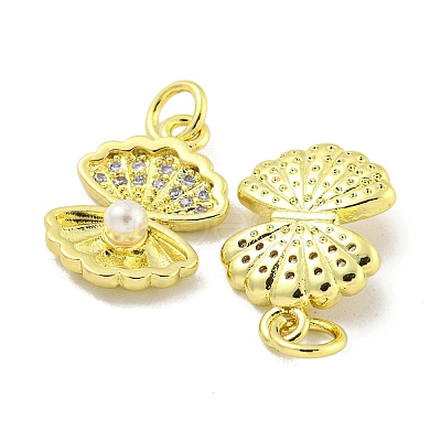 Rack Plating Brass Micro Pave Clear Cubic Zirconia Pendants KK-B091-11-1