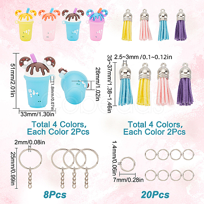 SUNNYCLUE DIY Donut Milk Tea Cup Keychain Making Kit DIY-SC0021-44-1