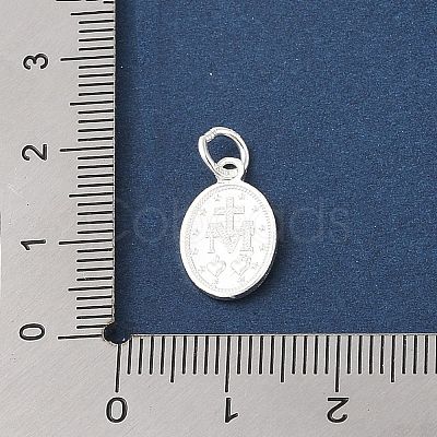 999 Fine Silver Oval with Virgin Religious Medal Charms with Jump Rings STER-C006-01S-1