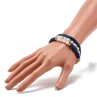 Love Beads Stacking Stretch Bracelets Set for Women BJEW-JB07162-1