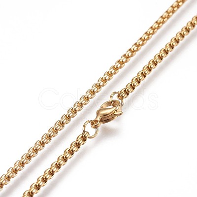 304 Stainless Steel Box Chain Necklaces NJEW-P244-01G-1