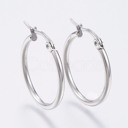 Tarnish Resistant 304 Stainless Steel Hoop Earrings X-EJEW-F105-08P-1