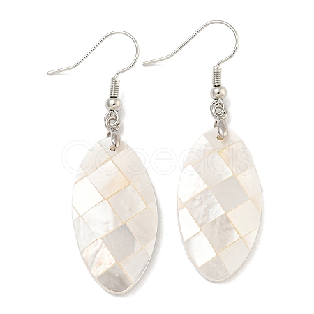 Rack Plating Brass Natural White Shell Dangle Earrings EJEW-N055-52K-1