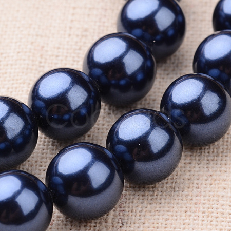 Polished Round Grade A Shell Pearl Bead Strands BSHE-M027-6mm-05-1
