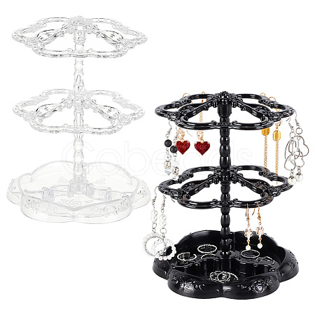   2 Sets 2 Colors 2-Tier 360 Rotating Plastic Jewelry Organizer Display Stands EDIS-PH0001-88-1