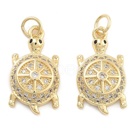 Brass Pave Clear Cubic Zirconia Pendants KK-U009-12G-G-1