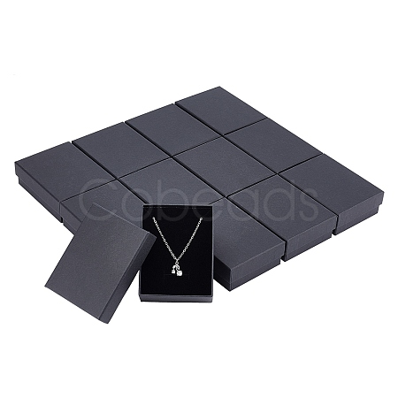  12Pcs Kraft Cotton Filled Cardboard Paper Jewelry Set Boxes CBOX-TA0001-05-1