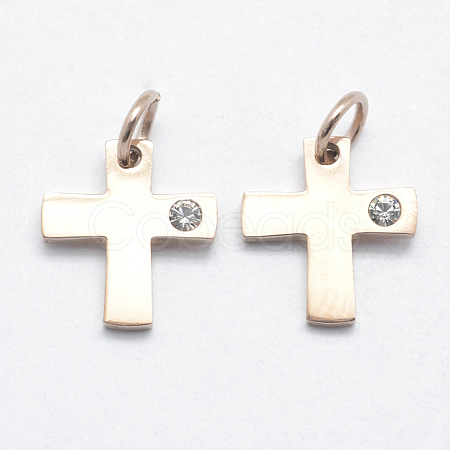 316 Surgical Stainless Steel Tiny Cross Charms STAS-J038-03RG-1