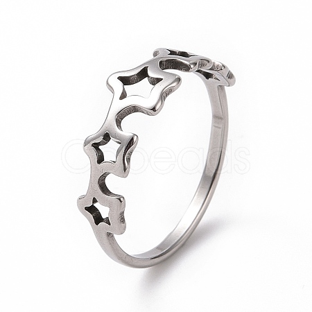201 Stainless Steel Star Wrap Finger Ring for Women RJEW-J051-24P-1
