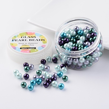 Glass Pearl Bead Sets HY-JP0001-03-J-1