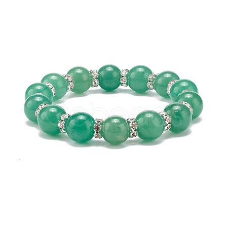 Natural Green Aventurine Beaded Stretch Bracelet BJEW-JB08483-01-1