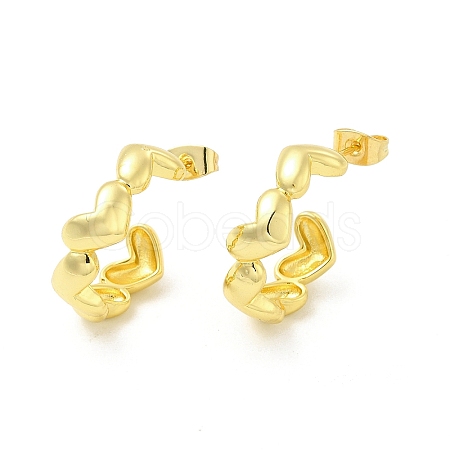 Brass Heart Stud Earrings for Women EJEW-E273-21LG-1